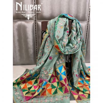 Sage Green Chinon Phulkari Dupatta