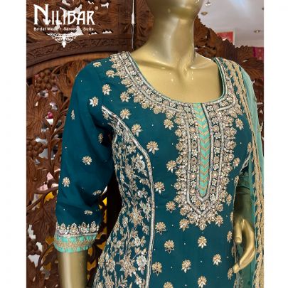 Bottle Green and mint Georgette Garara Suit