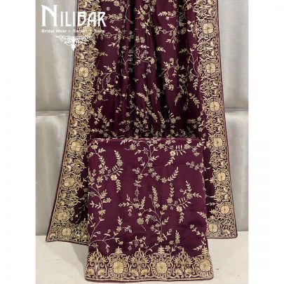 Wine Crepe Unstitched Suit