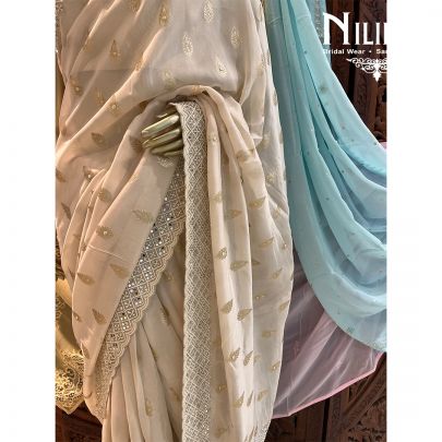 Off-White Georgette Saree