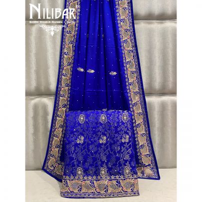 Ink Blue Crepe Unstitched Suit