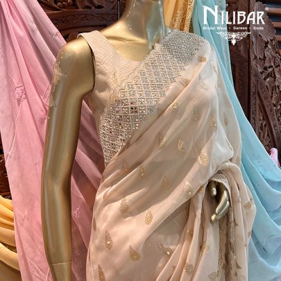 Off-White Georgette Saree
