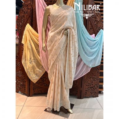 Off-White Georgette Saree