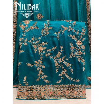 Bottle Green Satin Unstitched Suit