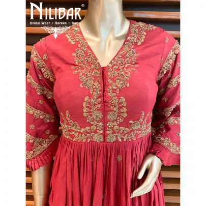 Fire Brick Red Silk Peplum Lehenga