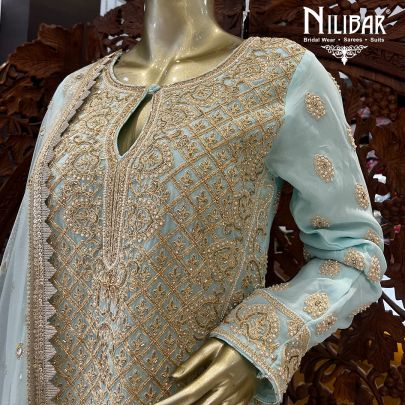 Mint Georgette Garara Suit