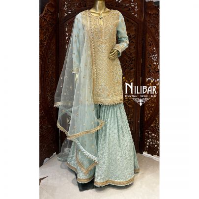 Mint Georgette Garara Suit