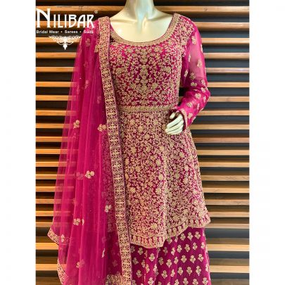 Purple Net Peplum Lehenga