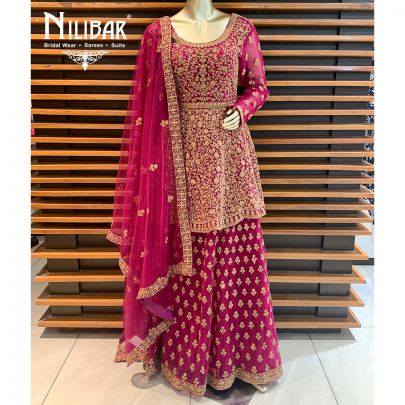 Purple Net Peplum Lehenga