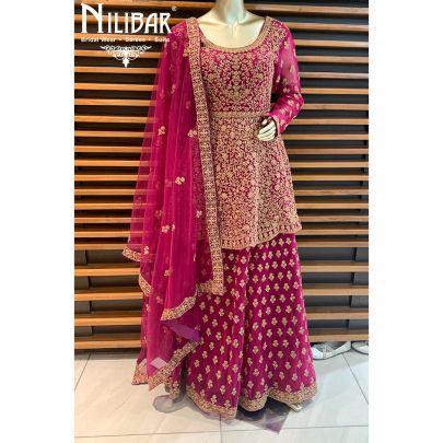 Purple Net Peplum Lehenga