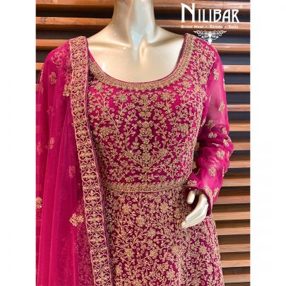 Purple Net Peplum Lehenga