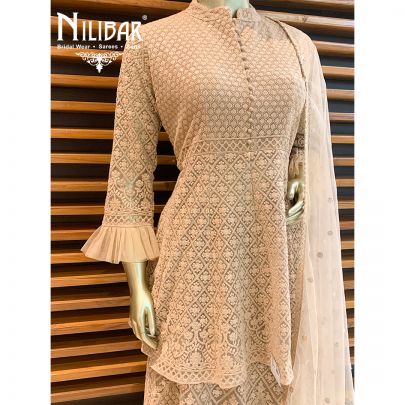 Peach Net Peplum Lehenga