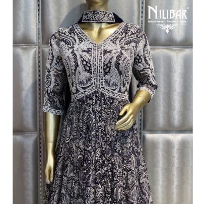 Black and White Georgette Anarkali