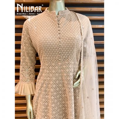 Peach Net Peplum Lehenga