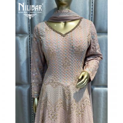 Bone Beige Georgette Anarkali