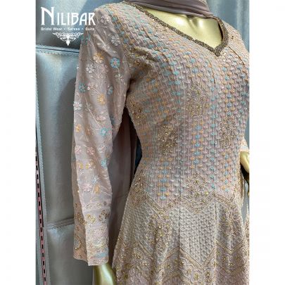 Bone Beige Georgette Anarkali