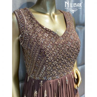 Saddle Brown Georgette Anarkali suit