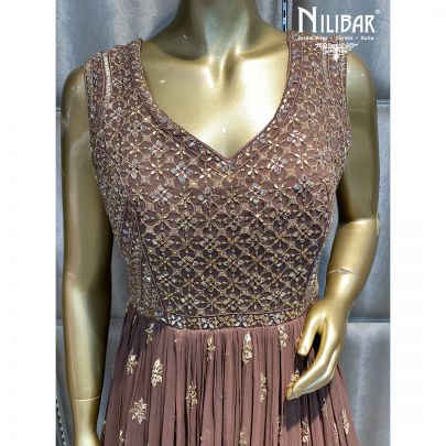Saddle Brown Georgette Anarkali suit