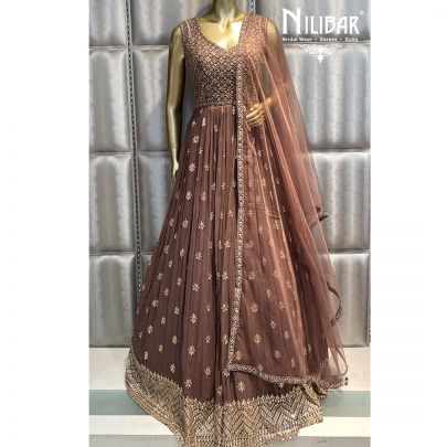 Saddle Brown Georgette Anarkali suit
