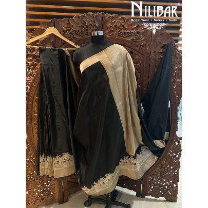 Black Silk Jamdani Saree