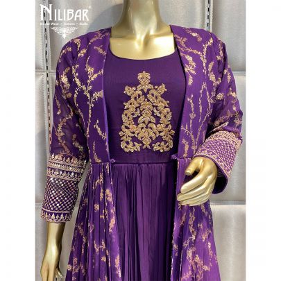 Brinjal Purple  Georgette Jacket Style Anarkali