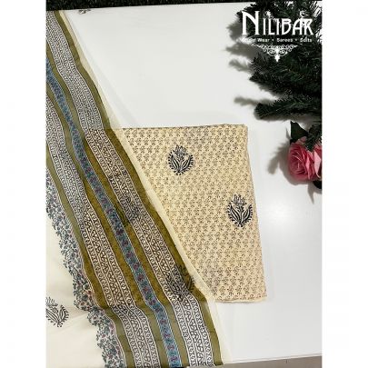 Beige Cotton Unstitched Suit