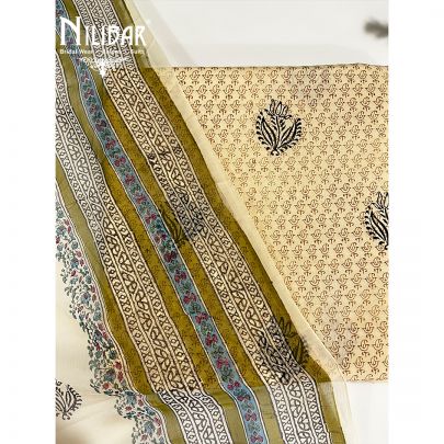 Beige Cotton Unstitched Suit