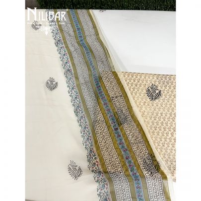 Beige Cotton Unstitched Suit