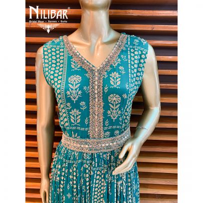 Teal Blue Chinon Jumpsuit