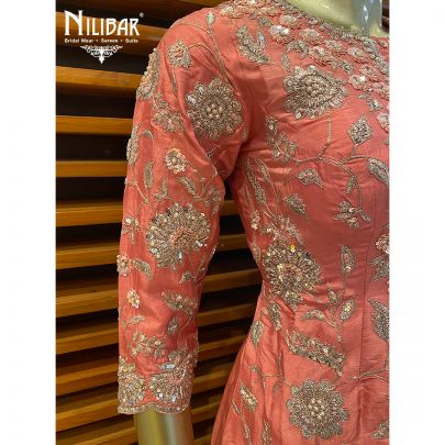 Watermelon Pink Silk Panelled Palazzo Suit