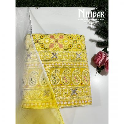 Yellow Cotton Unstitched Suit