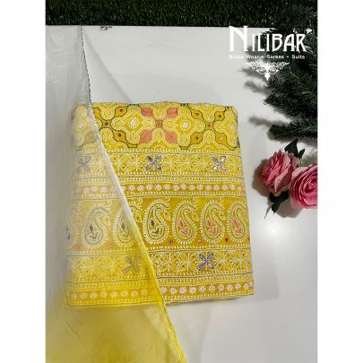 Yellow Cotton Unstitched Suit