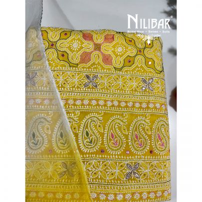 Yellow Cotton Unstitched Suit