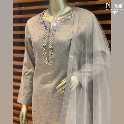 Grey Silk Dhoti Suit
