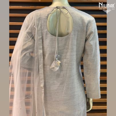 Grey Silk Dhoti Suit