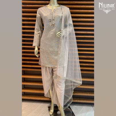 Grey Silk Dhoti Suit