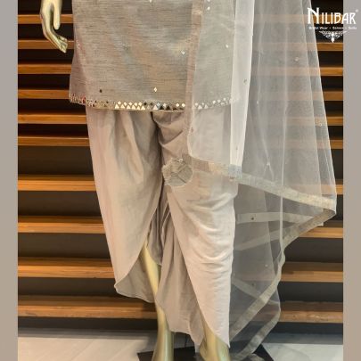Grey Silk Dhoti Suit