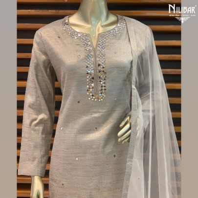 Grey Silk Dhoti Suit