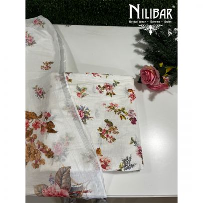 White Linen Unstitched Suit 