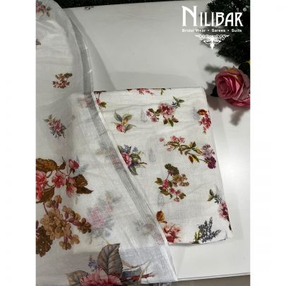 White Linen Unstitched Suit 