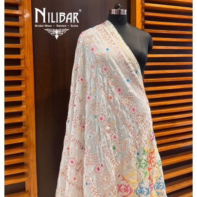 Pearl White Chinon Dupatta
