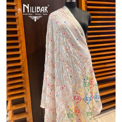 Pearl White Chinon Dupatta