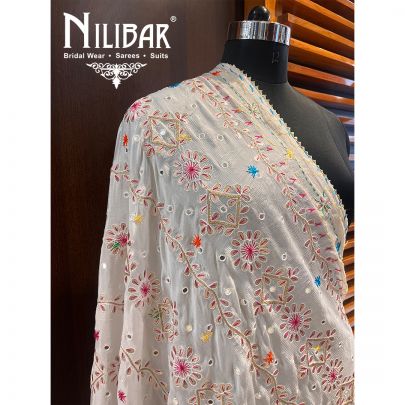 Pearl White Chinon Dupatta