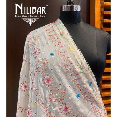 Pearl White Chinon Dupatta