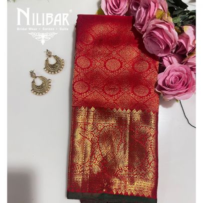 Tomato Red Kanjivaram Silk Saree