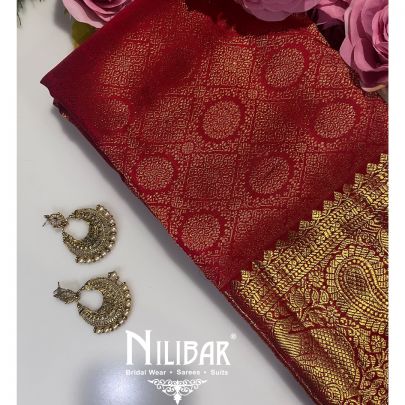 Tomato Red Kanjivaram Silk Saree