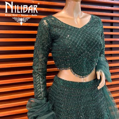 Bottle Green Georgette Lehenga