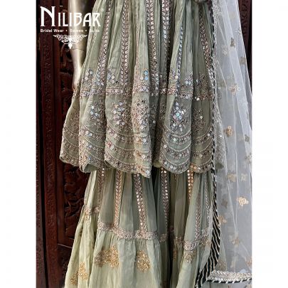 Tea Green Georgette Peplum Suit Set