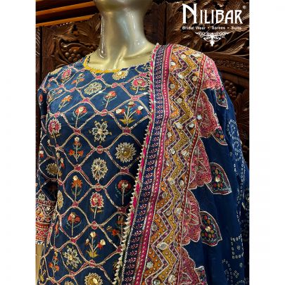 Navy Blue Silk Garara Suit Set