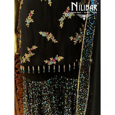 Black Georgette Sharara Suit Set